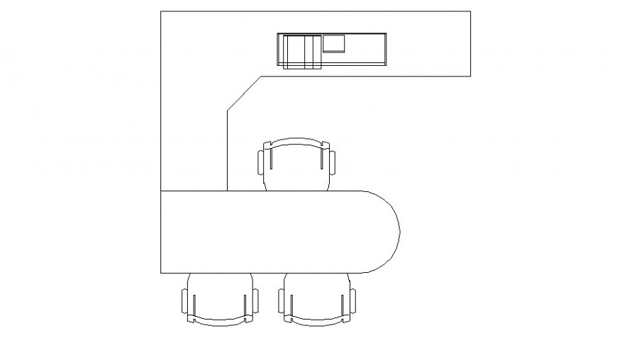 Office working table desk detail 2d view CAD furniture blocks layout dwg file
